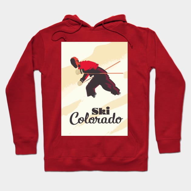 Skiing Colorado travel poster. Hoodie by nickemporium1